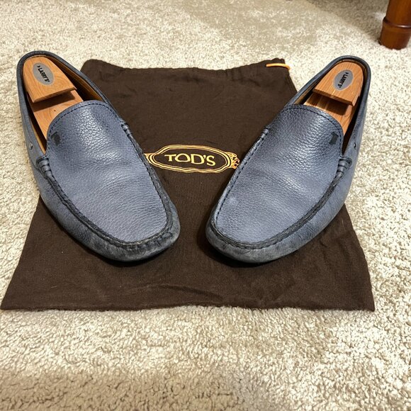$769 Authentic TOD'S Made in ITALY Men's Blue Leather Moccasins Loafers Sz.10 - Picture 5 of 12